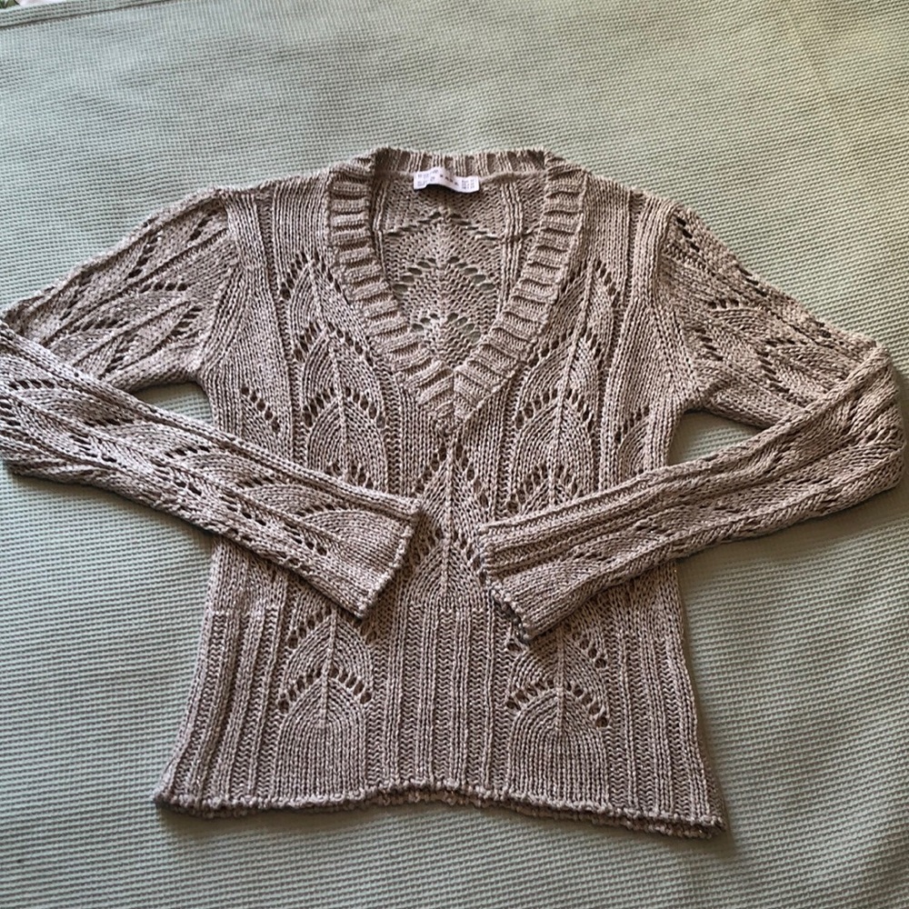 Zara Knit V Neck Sweater Silver